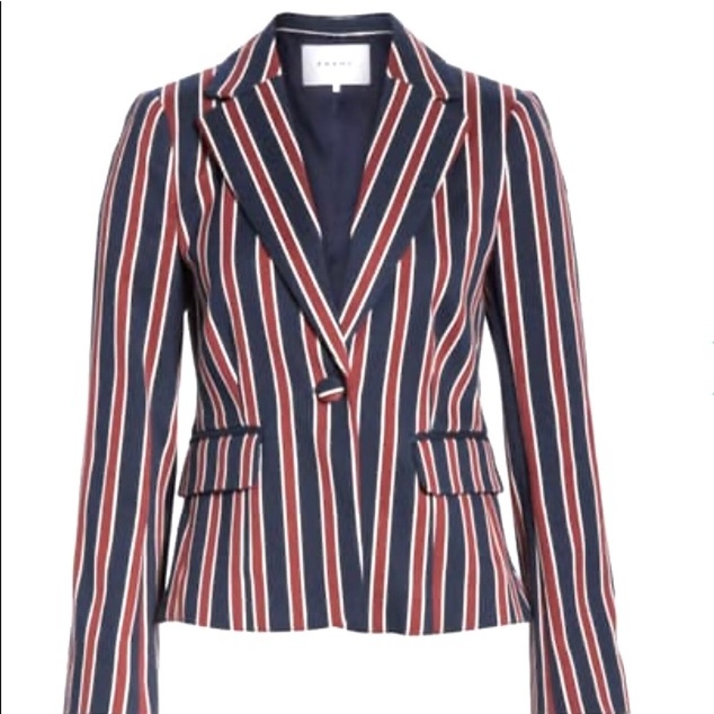 Frame Denim Striped Shrunken Blazer